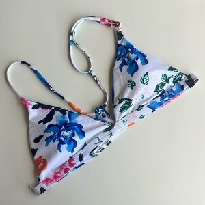 White Floral Bikini Racerback Top in Women’s Small